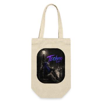 Techno Girl Under Lantern In The Rain We Love Techno - Gift Bag for Bottles - nature - Front