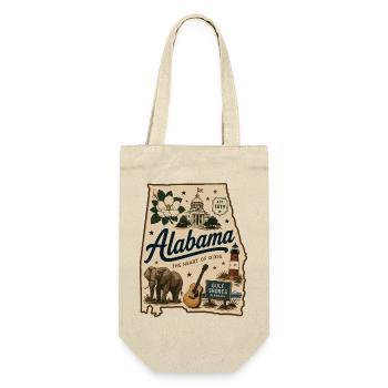 Vintage-Alabama State Pride Illustrated-Aufkleber - Geschenkbeutel für Flaschen - Natur - Vorne