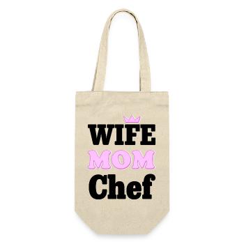 Wife Mom Chef - Statement Design für Mütter - Geschenkbeutel für Flaschen - Natur - Vorne