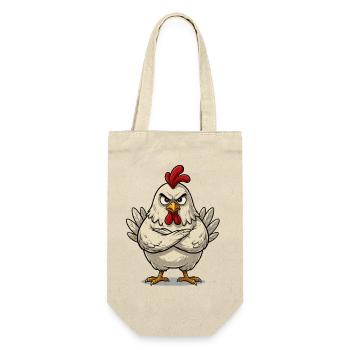 Wütendes Huhn Vintage Cartoon T-Shirt - Geschenkbeutel für Flaschen - Natur - Vorne