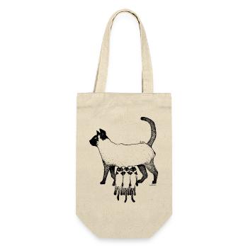SIAMES-KATZE – MUTTER - Geschenkbeutel für Flaschen - Natur - Vorne