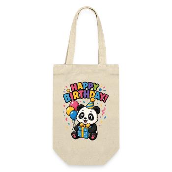 Happy Birthday panda - Geschenkbeutel für Flaschen - Natur - Vorne
