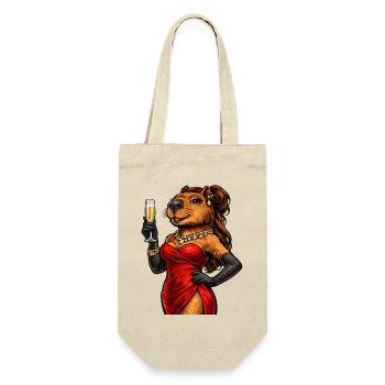 Dame noble de capybara avec du vin pétillant - Sac à bouteille - nature - Devant