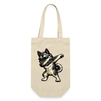Dabbing Norwegischer Elchhund - Geschenkbeutel für Flaschen - Natur - Vorne