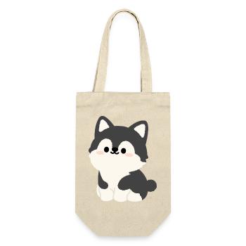 Kawaii Husky-Welpen-Illustration - Geschenkbeutel für Flaschen - Natur - Vorne