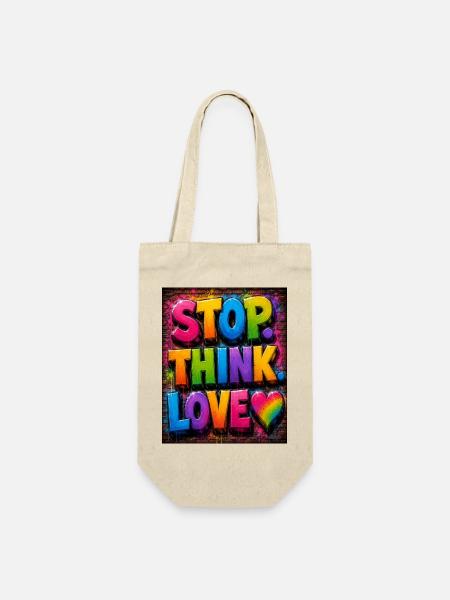 StopThinkLove - Motive - Geschenkbeutel für Flaschen - Natur