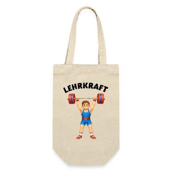 Lehrkraft - Geschenkidee mit Gewichtheber - Geschenkbeutel für Flaschen - Natur - Vorne