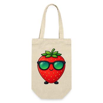 Kawaii Erdbeere mit Sonnenbrille Minimalismus - Geschenkbeutel für Flaschen - Natur - Vorne