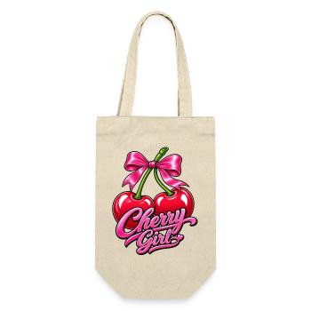 Cherry Girl Pop Art - Geschenkbeutel für Flaschen - Natur - Vorne