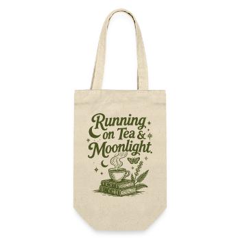 Running on Tea & Moonlight Spruch - Geschenkbeutel für Flaschen - Natur - Vorne