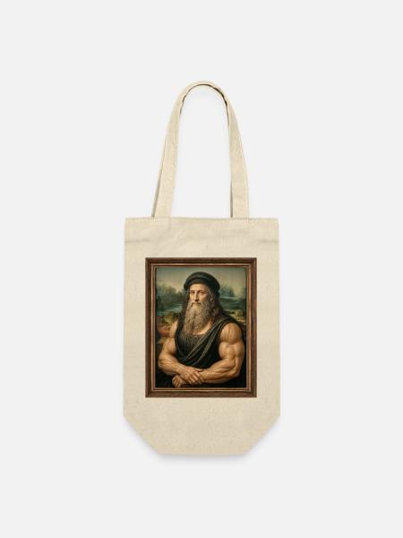 Muskulöser Da Vinci - Geschenkbeutel für Flaschen - Natur