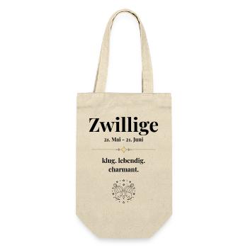 Zwillinge Sternzeichen Eigenschaften - Geschenkbeutel für Flaschen - Natur - Vorne