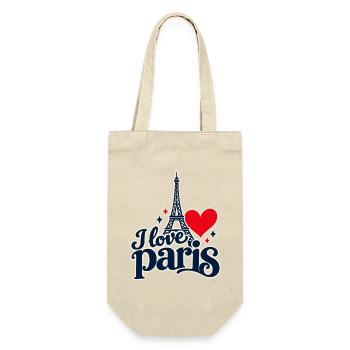 Ich liebe Paris - Geschenkbeutel für Flaschen - Natur - Vorne