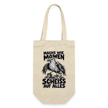 Möwe Punk Spruch Scheiss auf alles Küstenhumor - Geschenkbeutel für Flaschen - Natur - Vorne