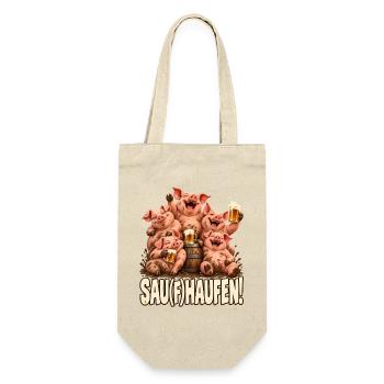 Sau(f)haufen Schweine Bier Stammtisch JGA Spruch - Geschenkbeutel für Flaschen - Natur - Vorne