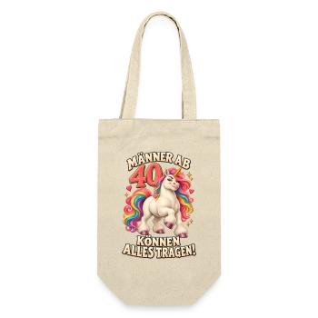 Einhorn 40. Geburtstag Männer Lustiger Spruch - Geschenkbeutel für Flaschen - Natur - Vorne