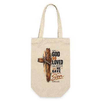 Johannes 3,16 Kreuz Jesus Liebe Christliches Shirt - Geschenkbeutel für Flaschen - Natur - Vorne