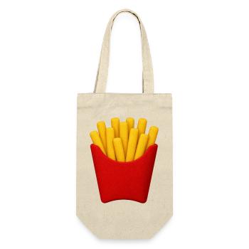 Pommes Frites Cartoon Muster - Geschenkbeutel für Flaschen - Natur - Vorne