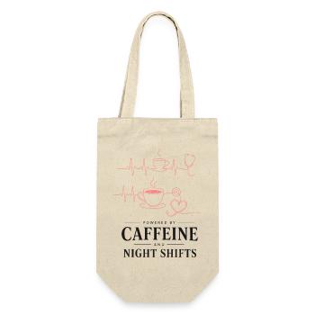 Kaffeeherz Nachtdienst Design - Geschenkbeutel für Flaschen - Natur - Vorne