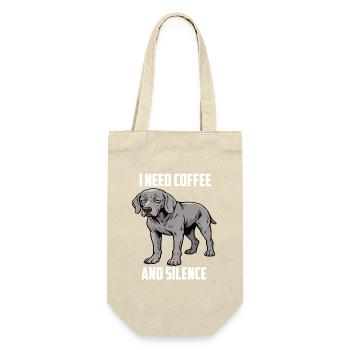 I Need Coffee and Silence Weimaraner Silbergeist - Geschenkbeutel für Flaschen - Natur - Vorne