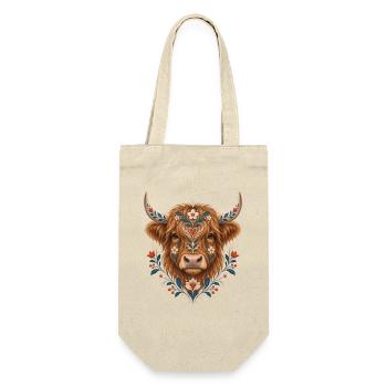 Highland Cow, Schottisches Rind, Hochland Rind - Geschenkbeutel für Flaschen - Natur - Vorne