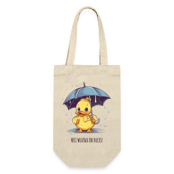 Nice Weather for Ducks – Lustige Regen-Ente - Geschenkbeutel für Flaschen - Natur - Vorne
