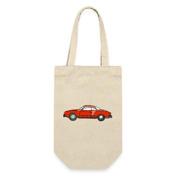 Roter Oldtimer Seitenansicht - Geschenkbeutel für Flaschen - Natur - Vorne