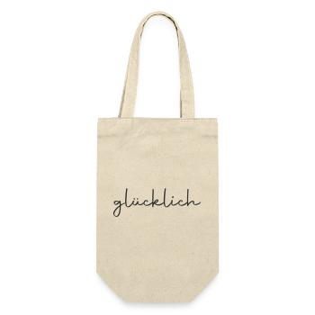 glücklich - Geschenkbeutel für Flaschen - Natur - Vorne