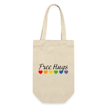 Rainbow Hearts Free Hugs noir - Sac à bouteille - nature - Devant
