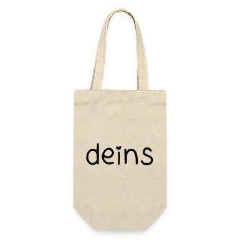deins – mit Herz - Geschenkbeutel für Flaschen - Natur - Vorne