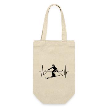 Skiing Skiing Woman Pulse Frequency - Gift Bag for Bottles - nature - Front
