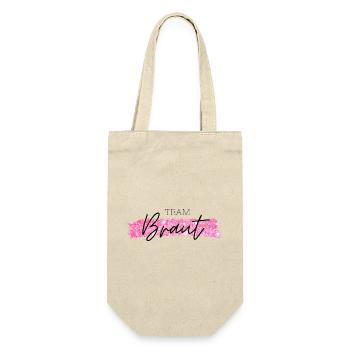 Team Braut pink - Geschenkbeutel für Flaschen - Natur - Vorne
