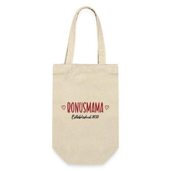Bonusmama est 2025 Bonus Mama Mutter Patchwork - Geschenkbeutel für Flaschen - Natur - Vorne