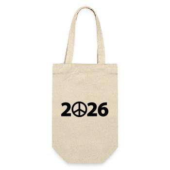 Peace Sign 2026, Freedom 2026, Stop Krieg 2026 - Geschenkbeutel für Flaschen - Natur - Vorne