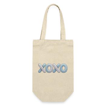 XOXO Patchwork Stickerei - Geschenkbeutel für Flaschen - Natur - Vorne