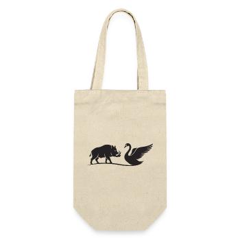 Wild Boar and Swan Black Silhouettes - Gift Bag for Bottles - nature - Front