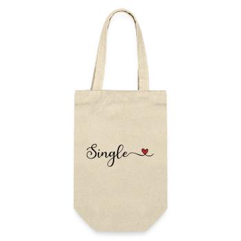 Single handgeschriebener Schriftzug mit Herz - Geschenkbeutel für Flaschen - Natur - Vorne