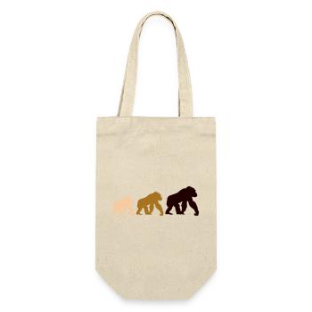 Dreier Gorillas Silhouetten - Geschenkbeutel für Flaschen - Natur - Vorne