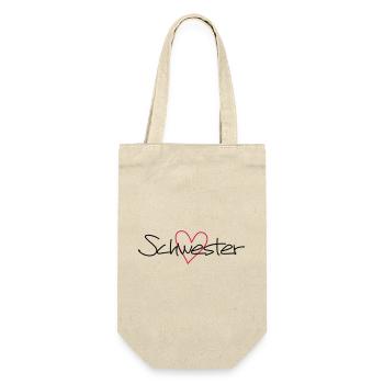 Herz Schwester Schwesterherz Geschenk Liebe - Geschenkbeutel für Flaschen - Natur - Vorne