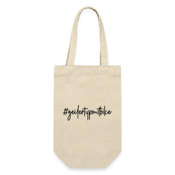 Fahrrad #geilertypmitbike # geiler Typ mit Bike - Geschenkbeutel für Flaschen - Natur - Vorne