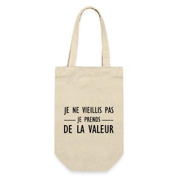 Je ne vieillis pas, je prends de la valeur - Sac à bouteille - nature - Devant