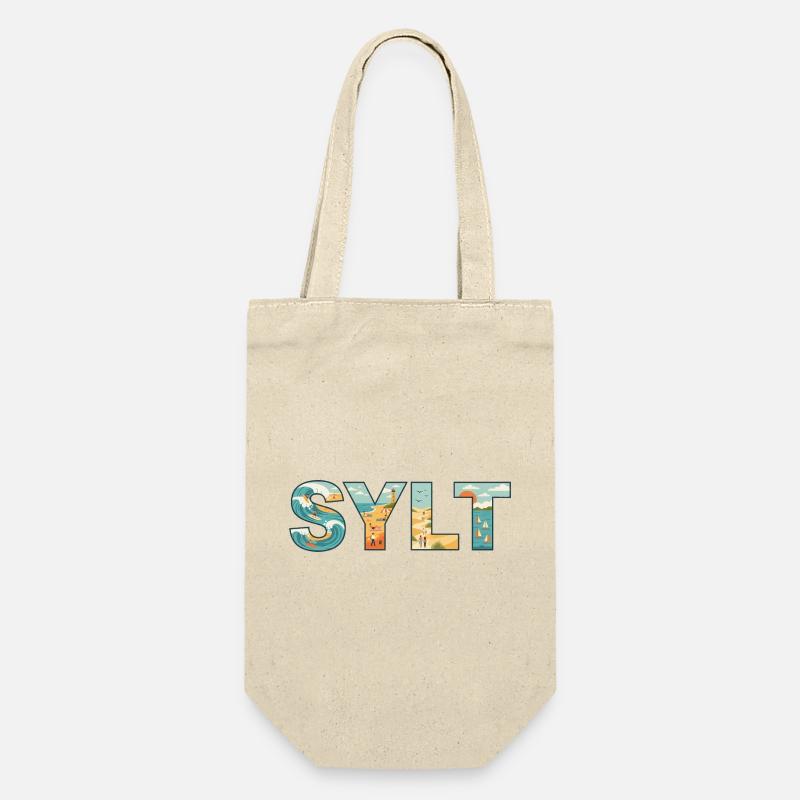 SYLT – Inselleben im Buchstaben-Design - Geschenkbeutel für Flaschen - Natur
