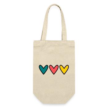 HERZ. HERZ. VALENTINSTAG. LIEBE. LIEBE. PAAR. - Geschenkbeutel für Flaschen - Natur - Vorne