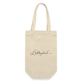 Lieblingsbuch – Eleganter Schriftzug für Leser - Geschenkbeutel für Flaschen - Natur - Vorne