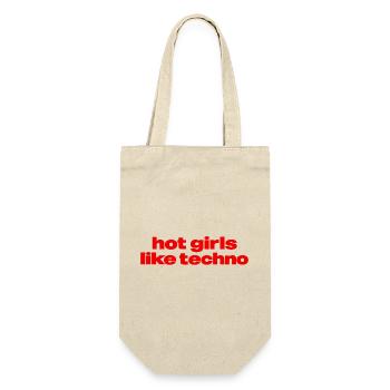 Hot Girls Like Techno – Rave & Festival Design für - Geschenkbeutel für Flaschen - Natur - Vorne