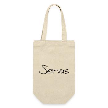 Servus Hallo Gruß Begrüßung Tschüss Geschenk - Geschenkbeutel für Flaschen - Natur - Vorne