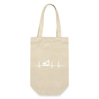 EKG Kurve - Herzkurve - Puls - Bagger - Geschenkbeutel für Flaschen - Natur - Vorne