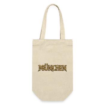 Goldene Schädelbuchstaben München - Geschenkbeutel für Flaschen - Natur - Vorne