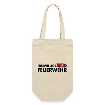 Freiwillige Feuerwehr Feuerwehrauto Feuerwehrmann - Geschenkbeutel für Flaschen - Natur - Vorne