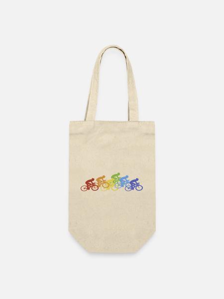 Fahrrad Radfahrer Regenbogen - Geschenkbeutel für Flaschen - Natur